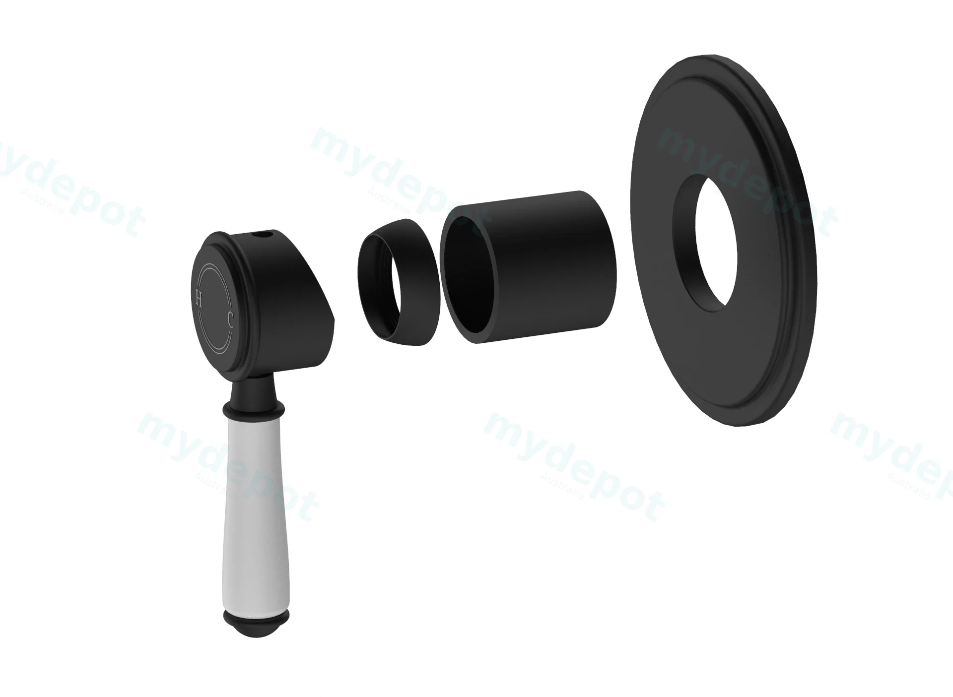 Clasico Wall Mixer Trim Kits Ceramic handle in Matt Black view 3