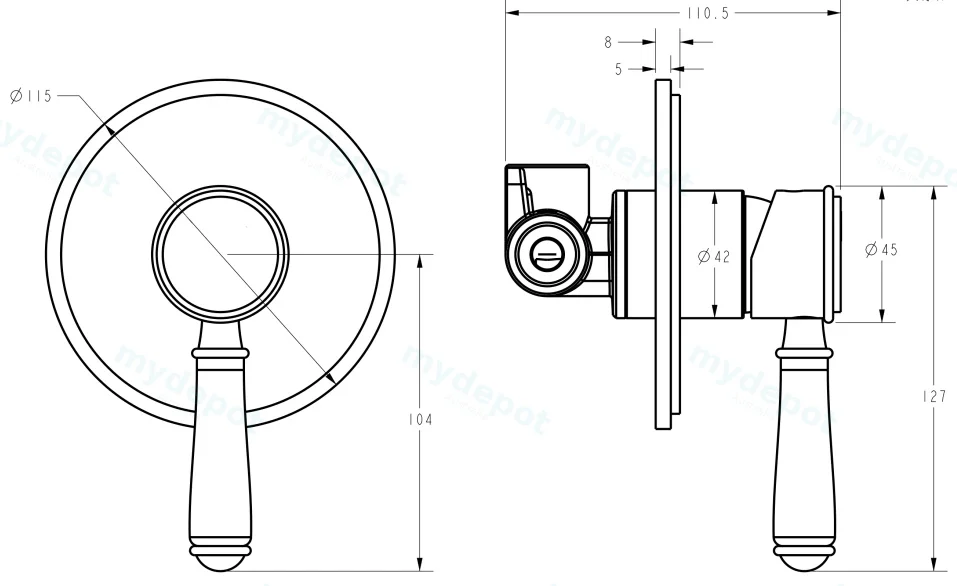 Clasico Wall Mixer Trim Kits Chrome view 6