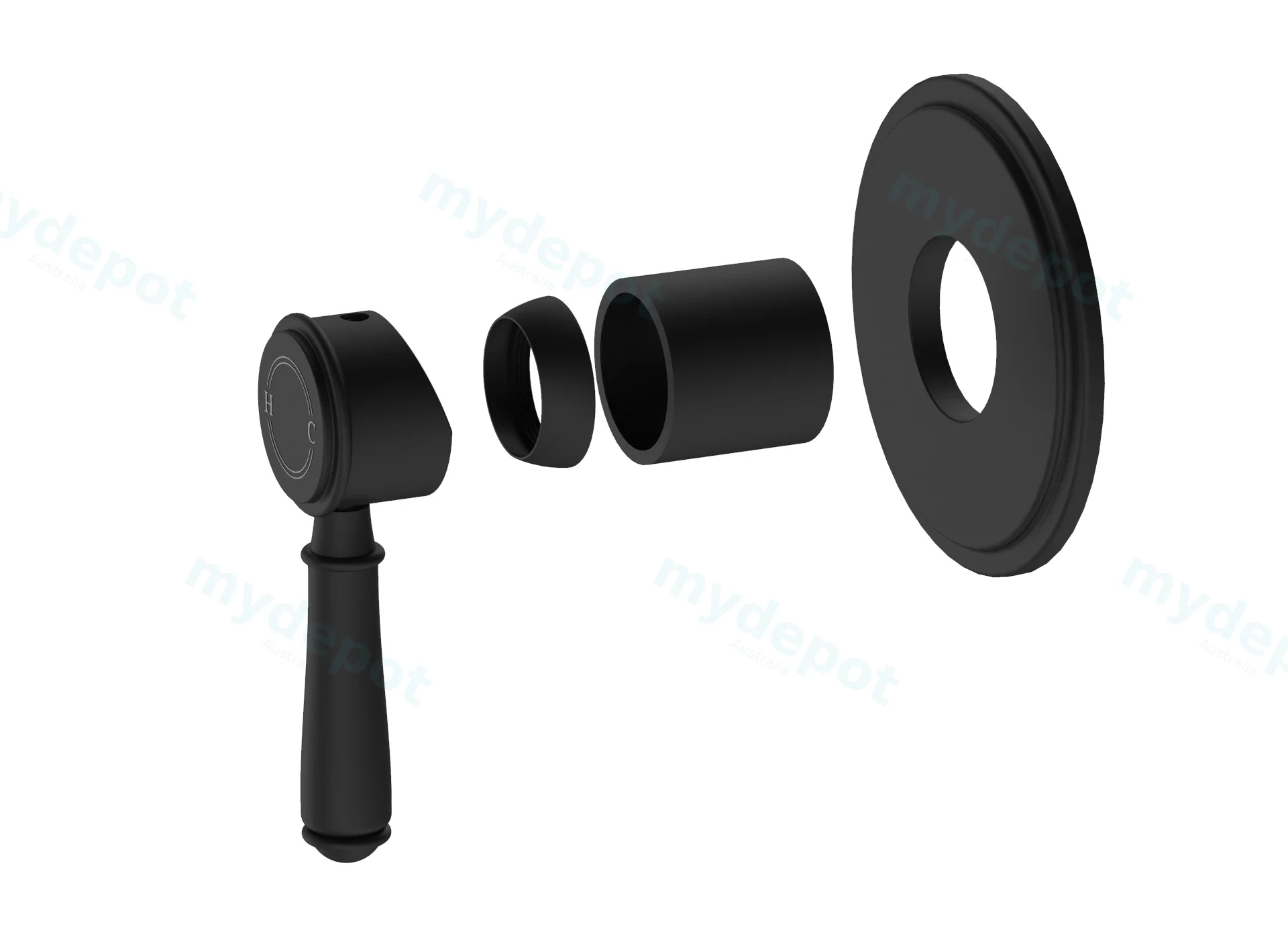 Clasico Wall Mixer Trim Kits in Matt Black view 3