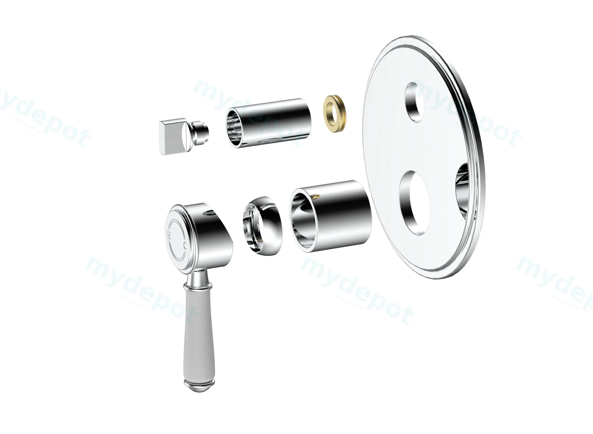 Clasico Wall Diverter Mixer Trim Kits Ceramic handle Chrome view 5