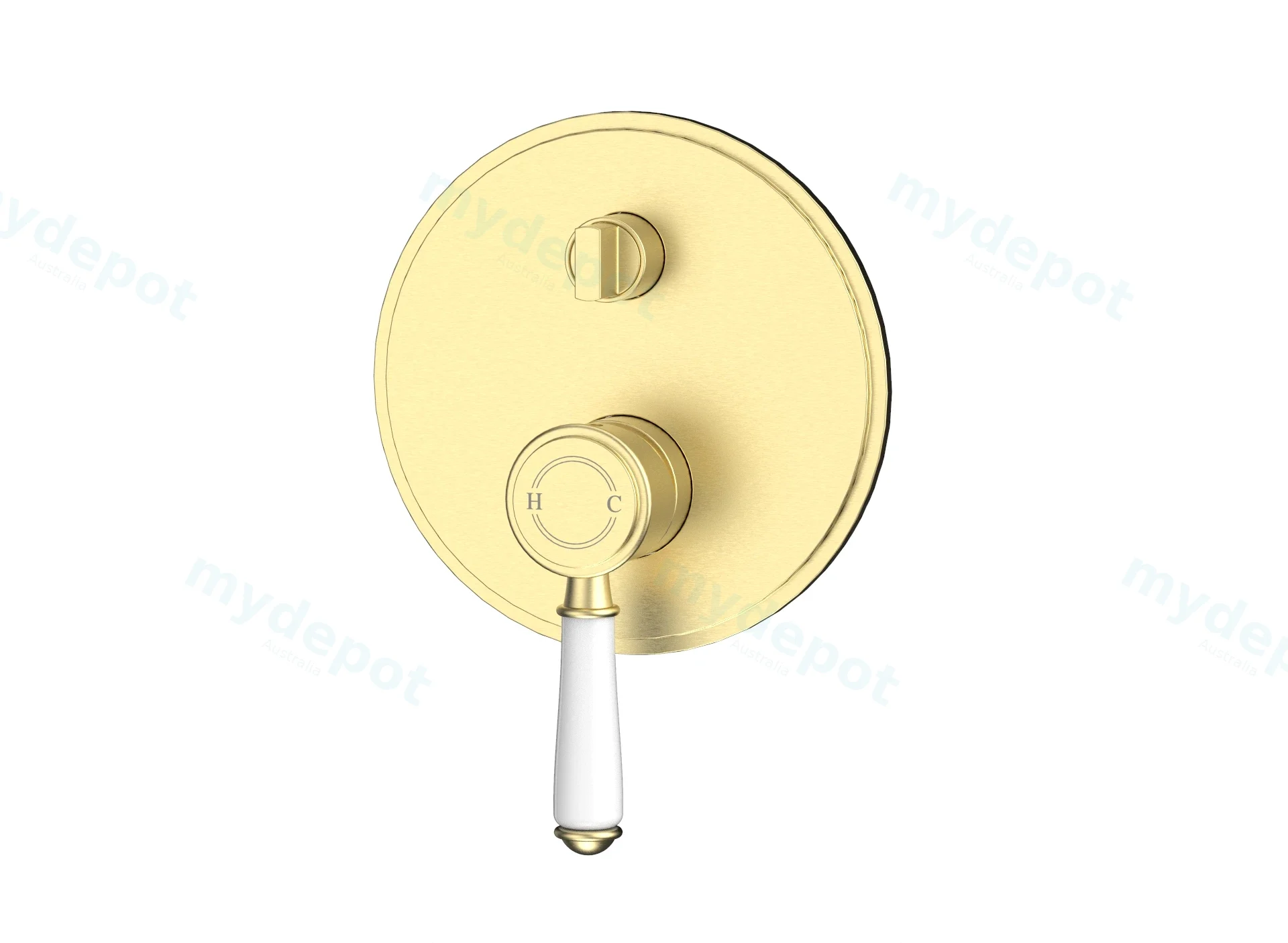 Clasico Wall Diverter Mixer Trim Kits Ceramic handle in Brushed Gold view 2