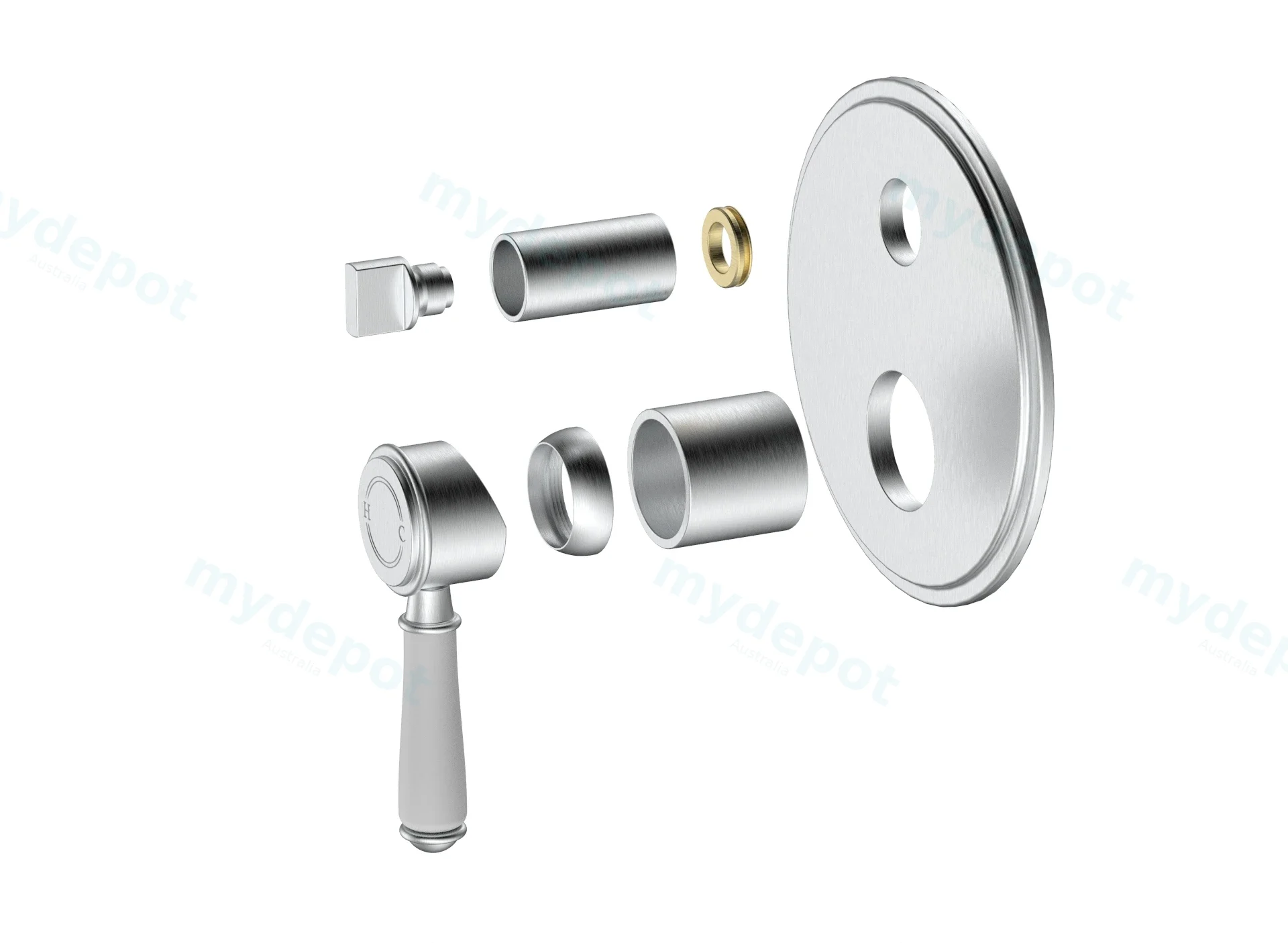 Clasico Wall Diverter Mixer Trim Kits Ceramic handle in Brushed Nickel view 3