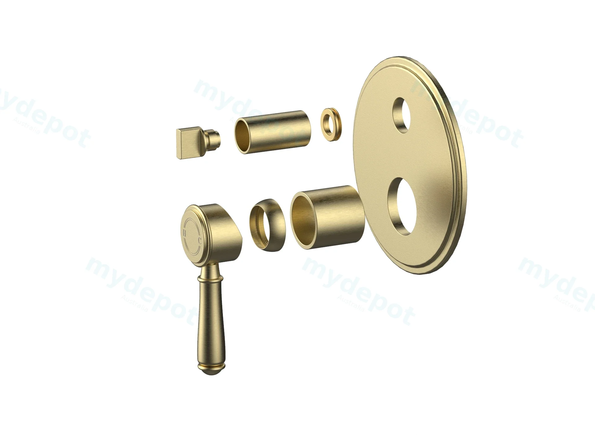 Clasico Wall Diverter Mixer Trim Kits in Brushed Gold view 3