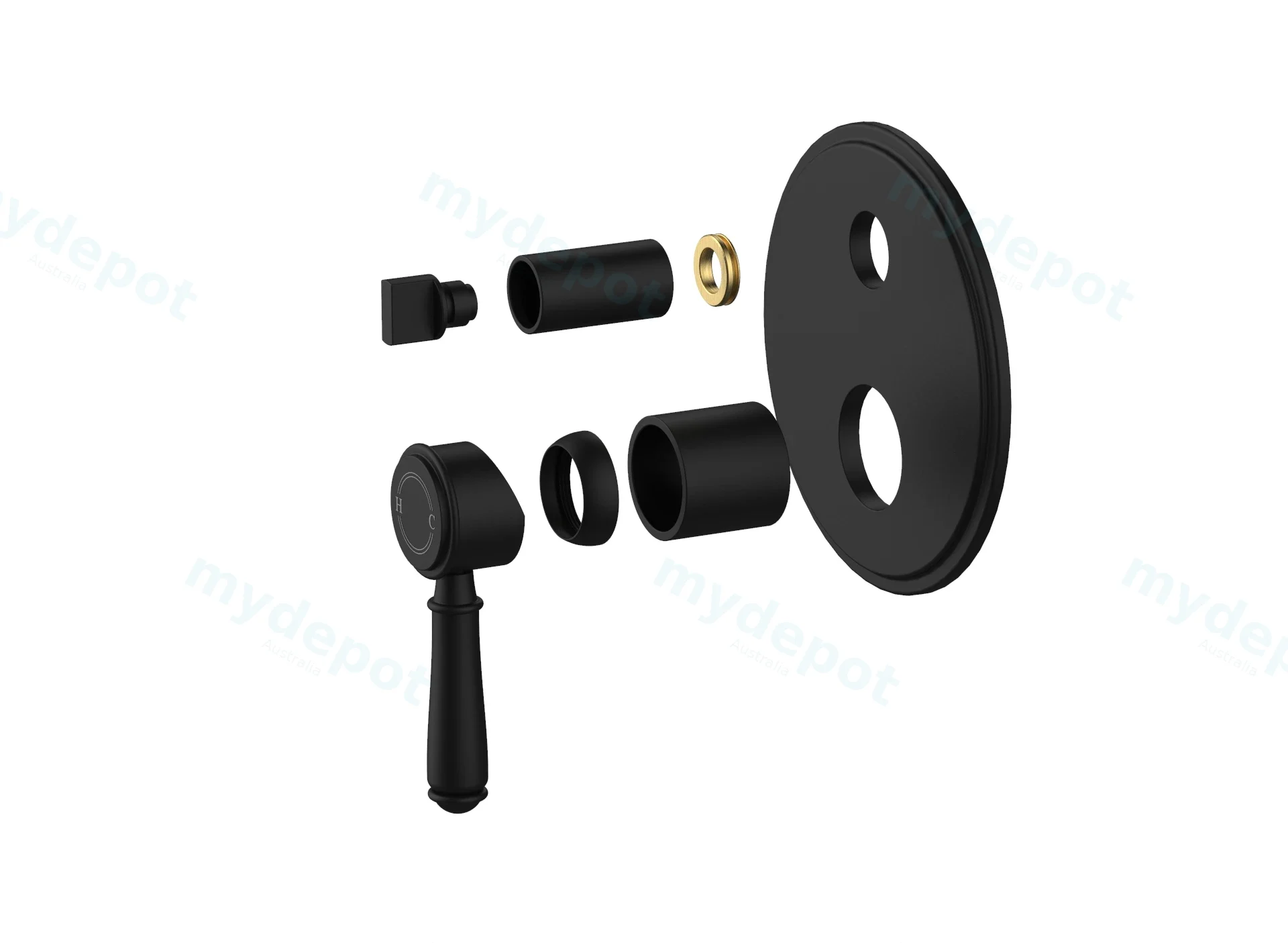 Clasico Wall Diverter Mixer Trim Kits in Matt Black view 3