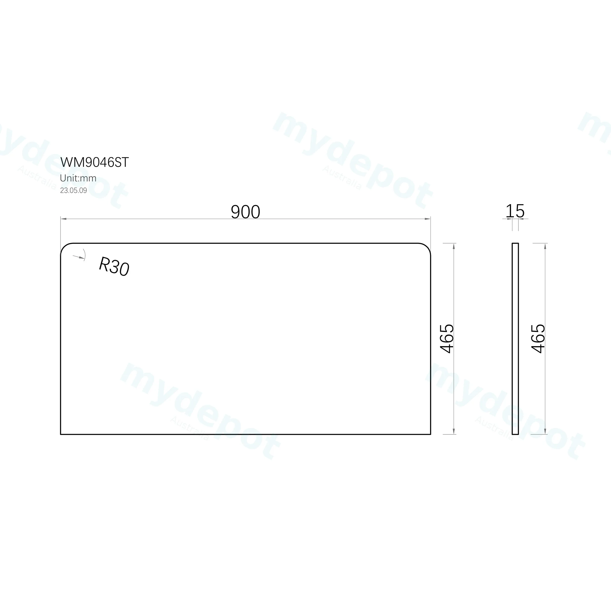 900x465x15mm White Marble Look Sintered Stone Top Benchtop view 3
