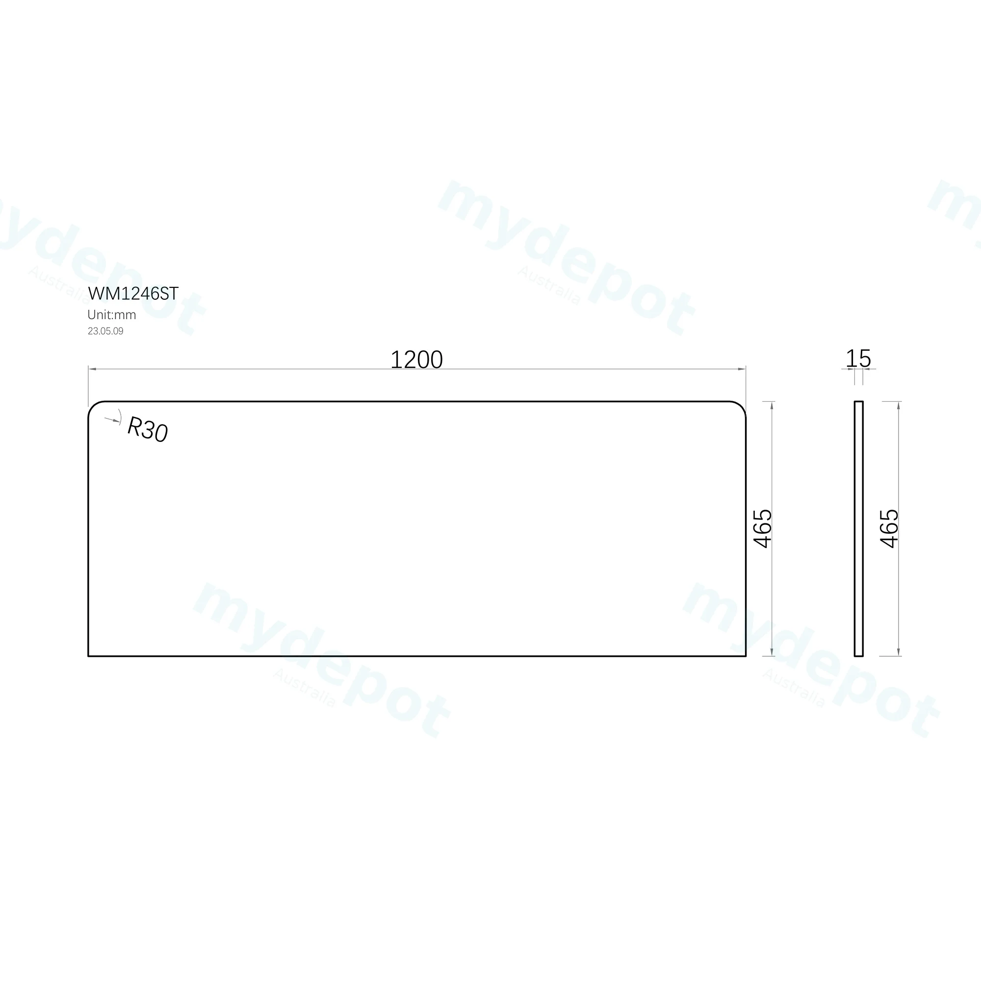1200x465x15mm White Marble Look Sintered Stone Top Benchtop view 3