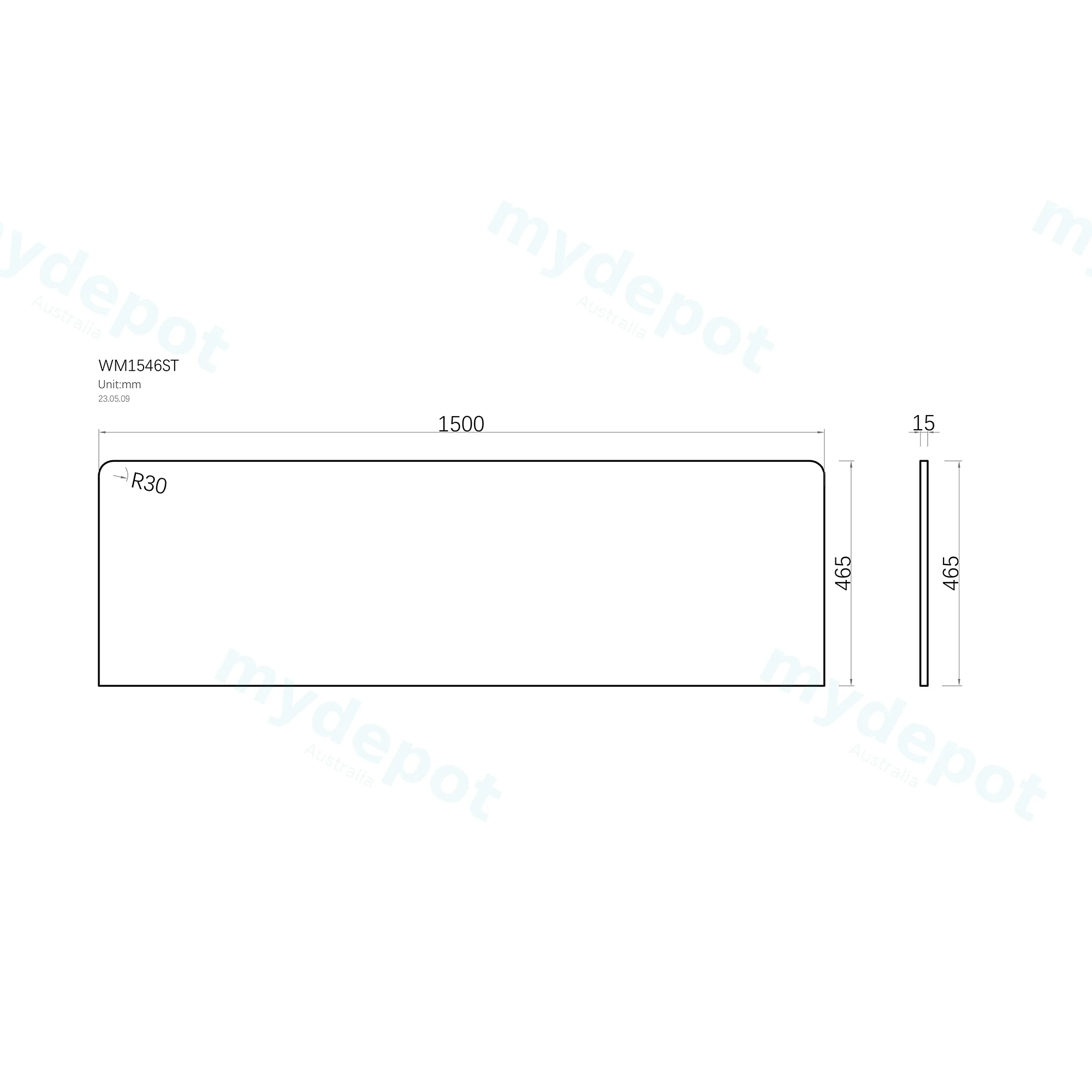 1500x465x15mm White Marble Look Sintered Stone Top Benchtop view 3