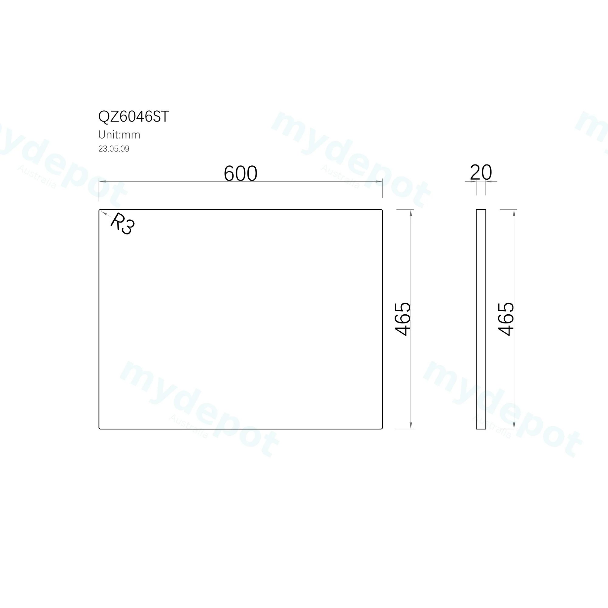 600x465x20mm Quartz Stone Top Gloss White Marble Look Silica-Free Caesarstone Benchtop view 3