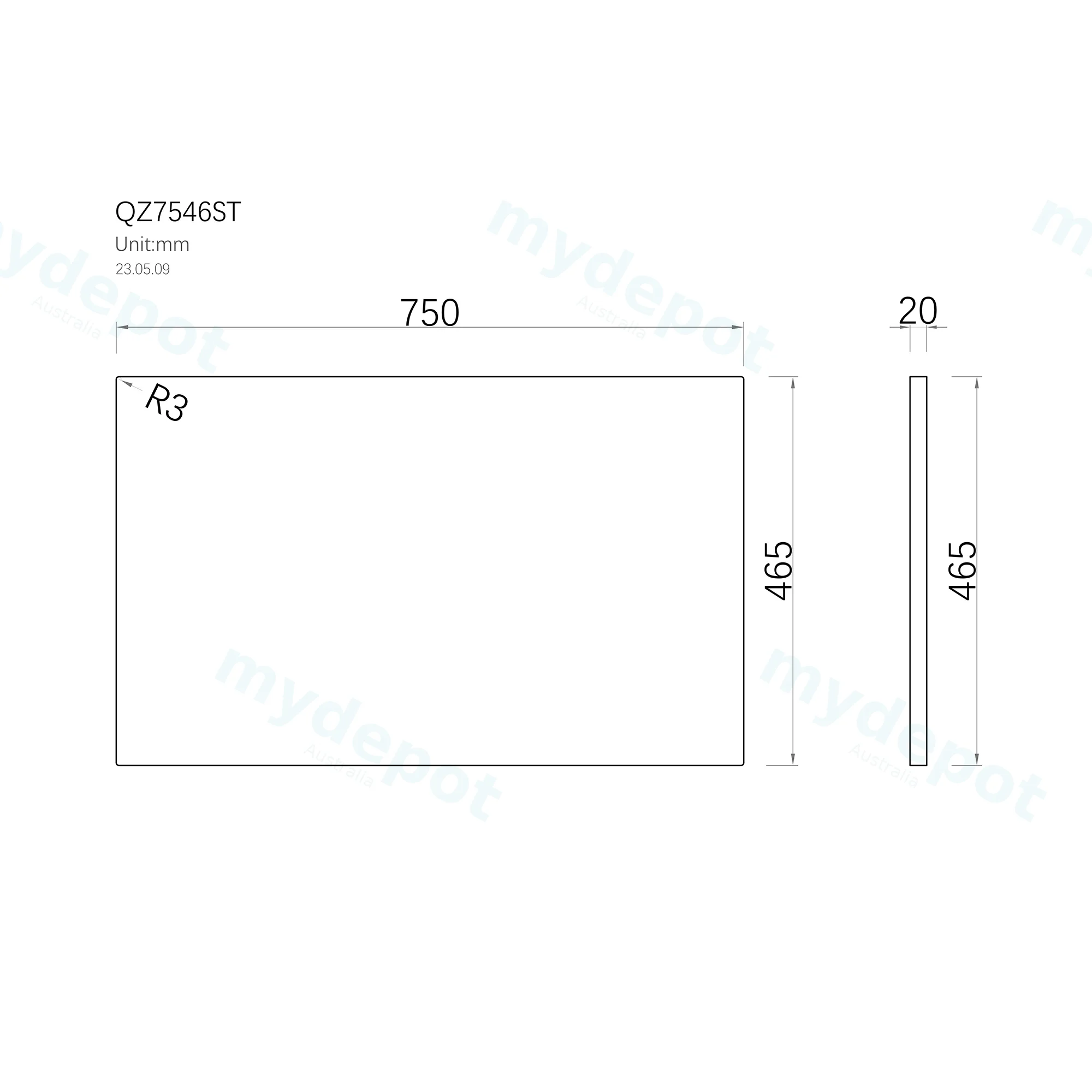 750x465x20mm Quartz Stone Top Gloss White Marble Look Silica-Free Caesarstone Benchtop view 3