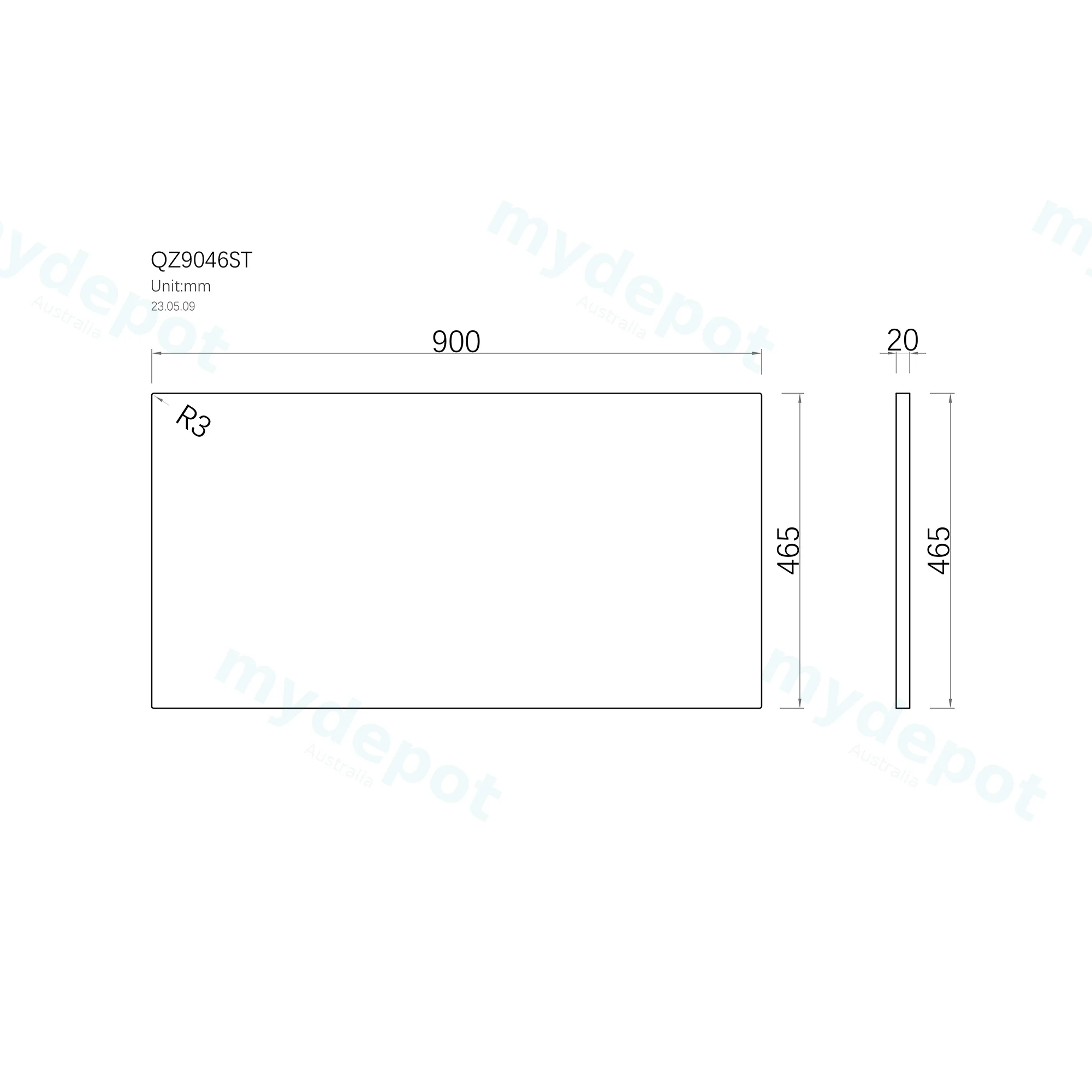 900x465x20mm Quartz Stone Top Gloss White Marble Look Silica-Free Caesarstone Benchtop view 3