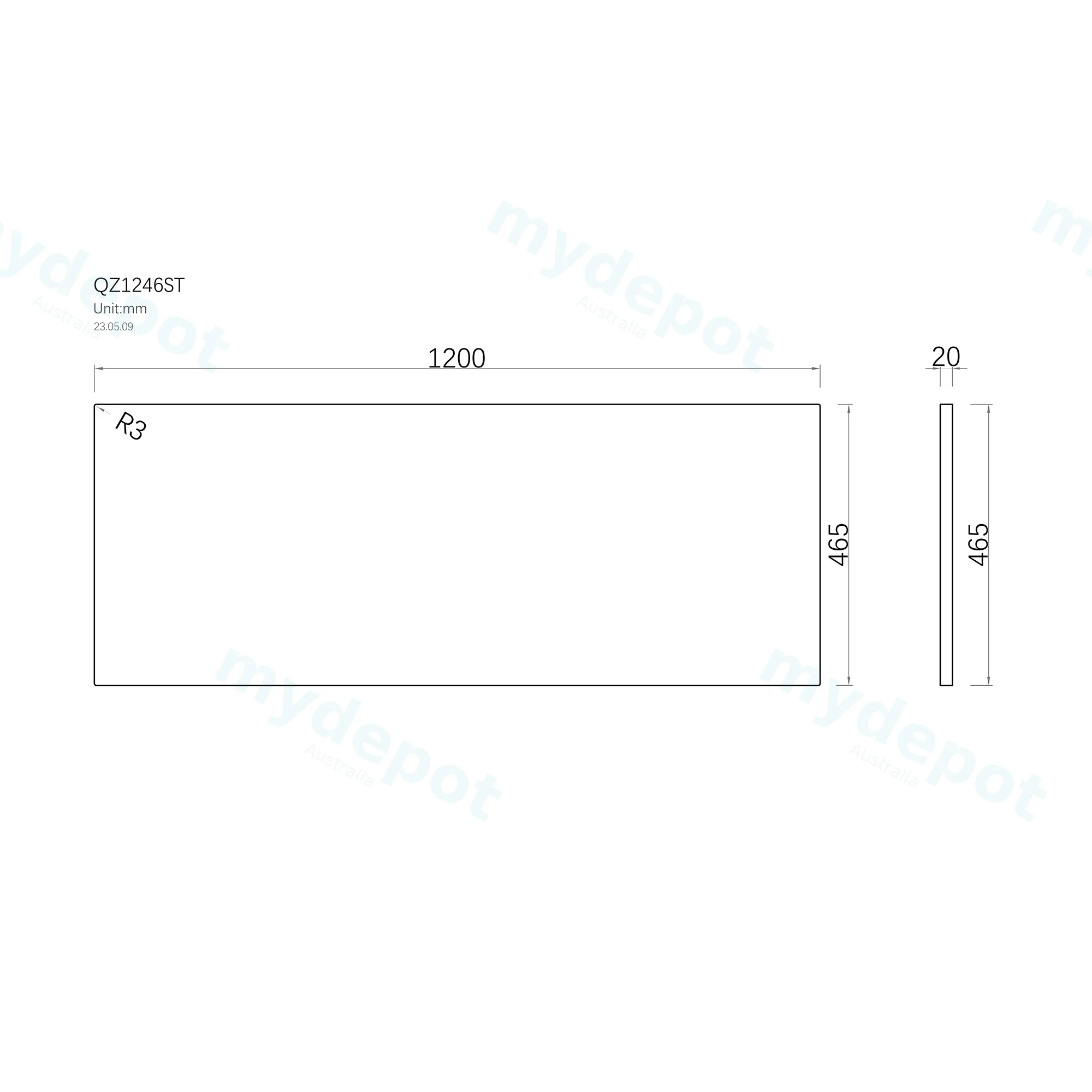 1200x465x20mm Quartz Stone Top Gloss White Marble Look Silica-Free Caesarstone Benchtop view 3