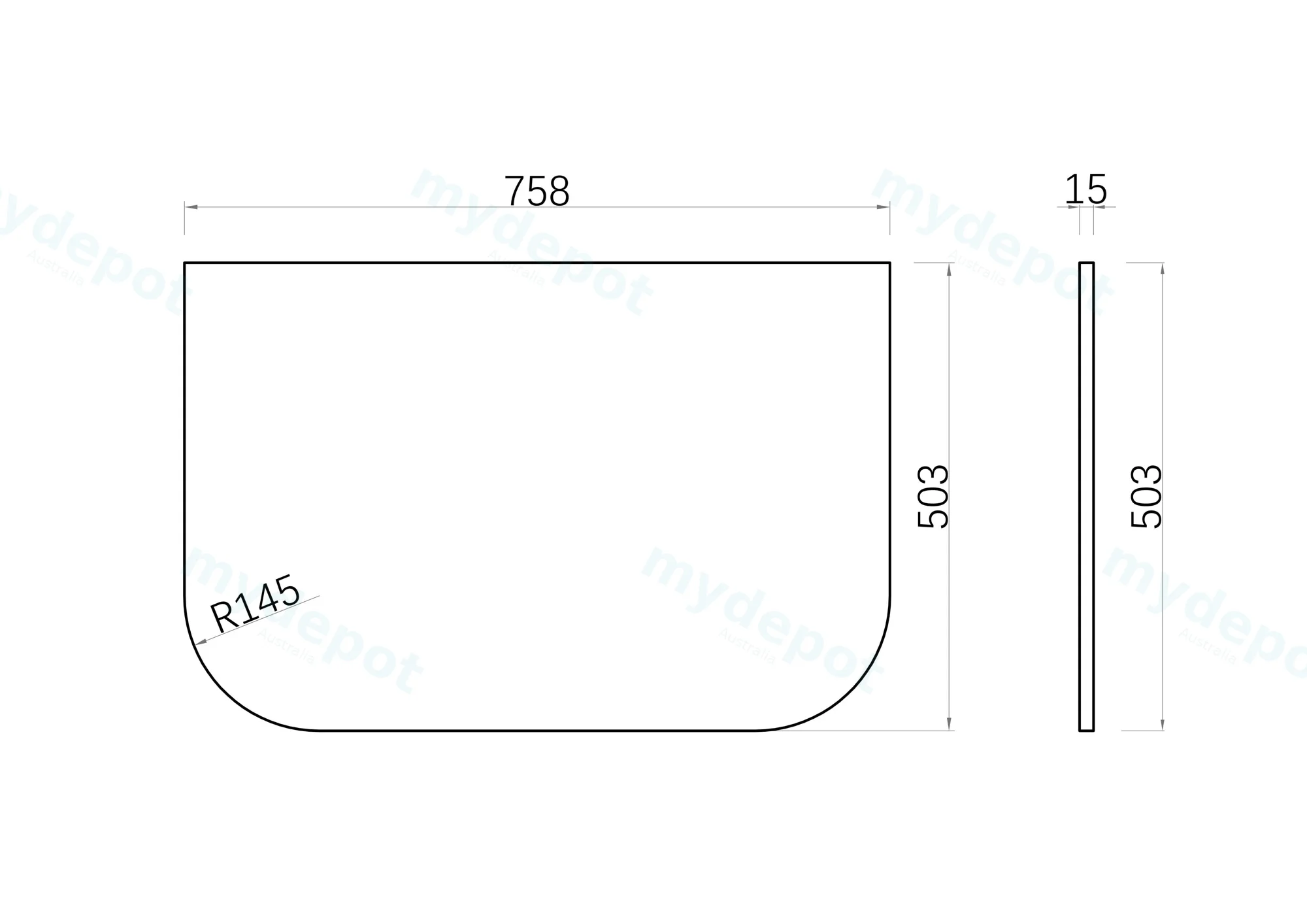 750mm Matte White Stone Top Rounded Corner Benchtop view 5