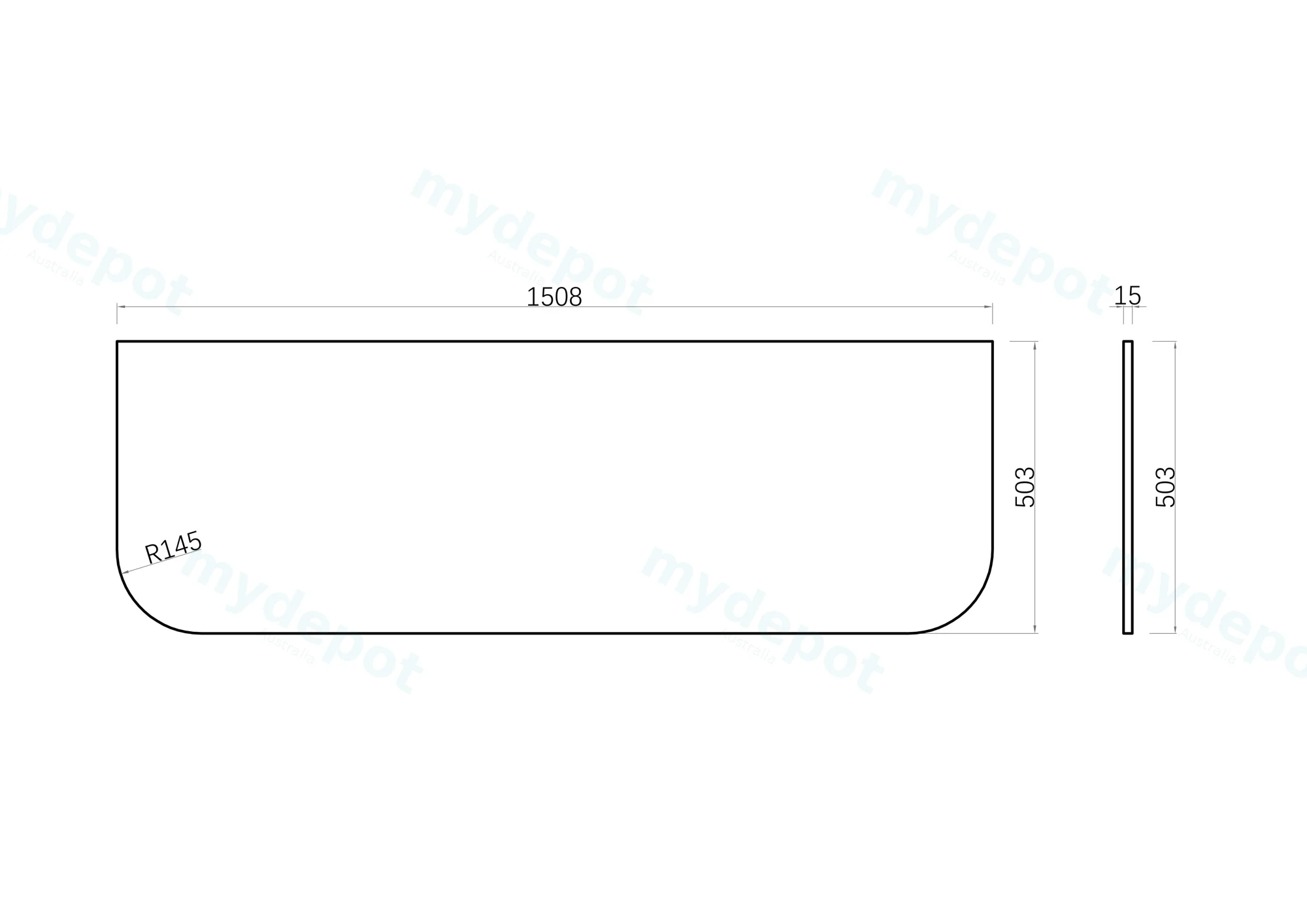 1500mm Matte White Sintered Stone Top Rounded Corner Benchtop view 4