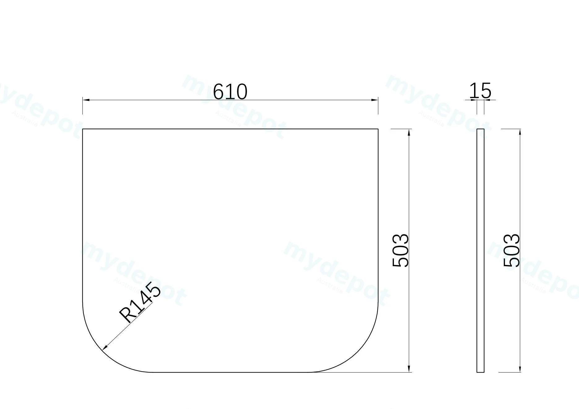 600mm Matte White Stone Top Rounded Corner Benchtop view 3