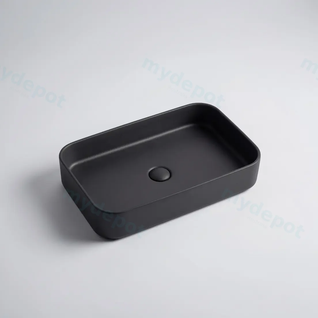 500*370*110mm Matte Black Kliff Fine Ceramic Above Counter Basin No Overflow,32mm Waste view 3