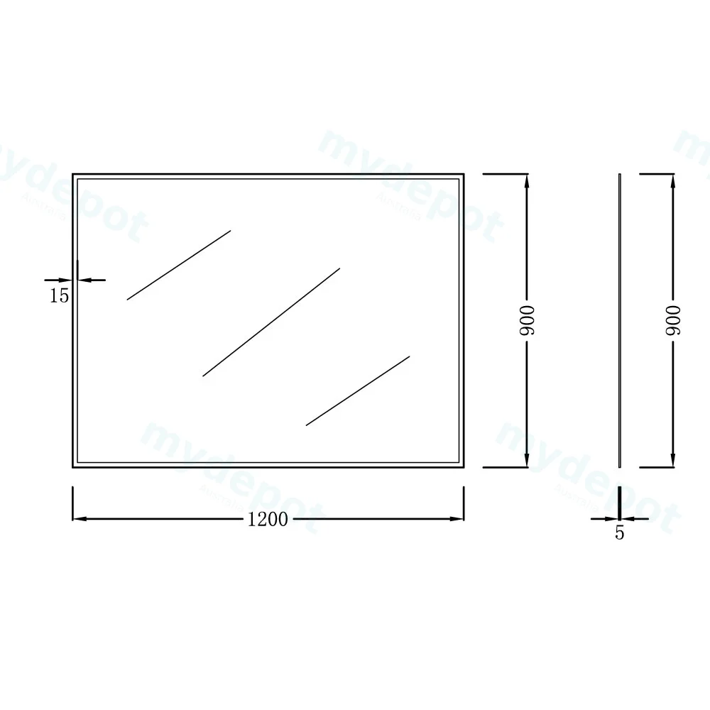 1200x900mm Bevel Edge Rectangle Plain Mirror view 2