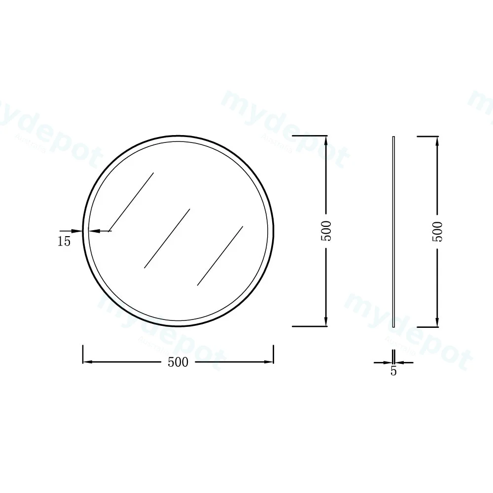500mm Bevel Edge Round Plain Mirror view 2
