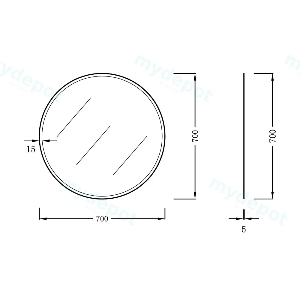 700mm Bevel Edge Round Plain Mirror view 2