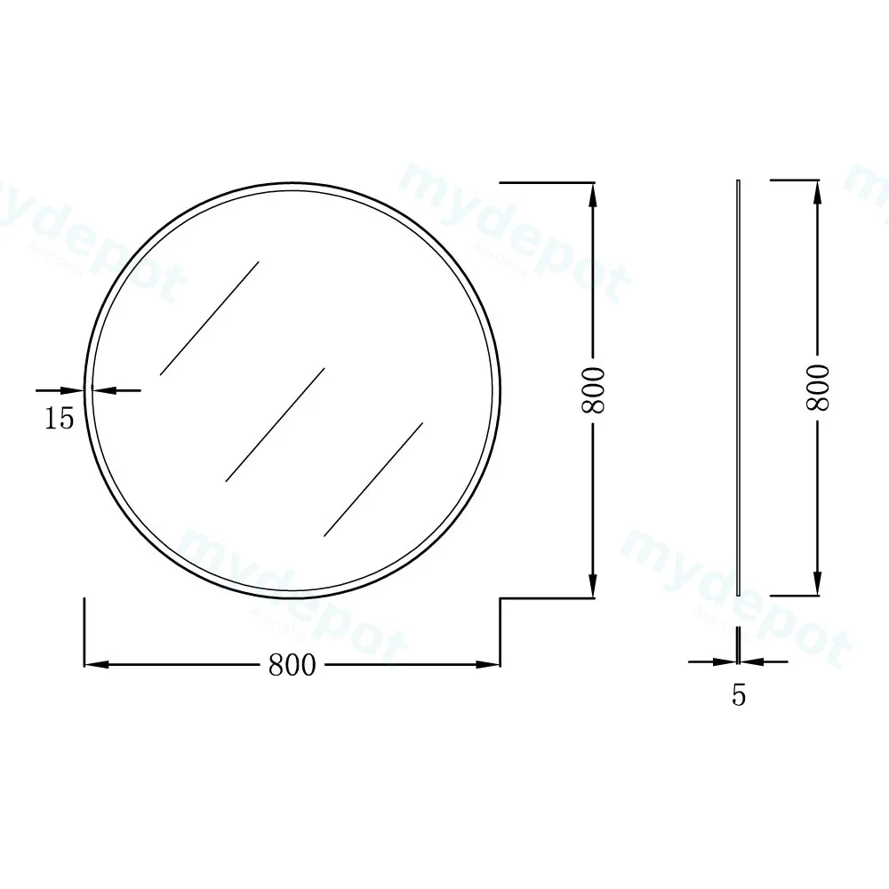 800mm Bevel Edge Round Plain Mirror view 2