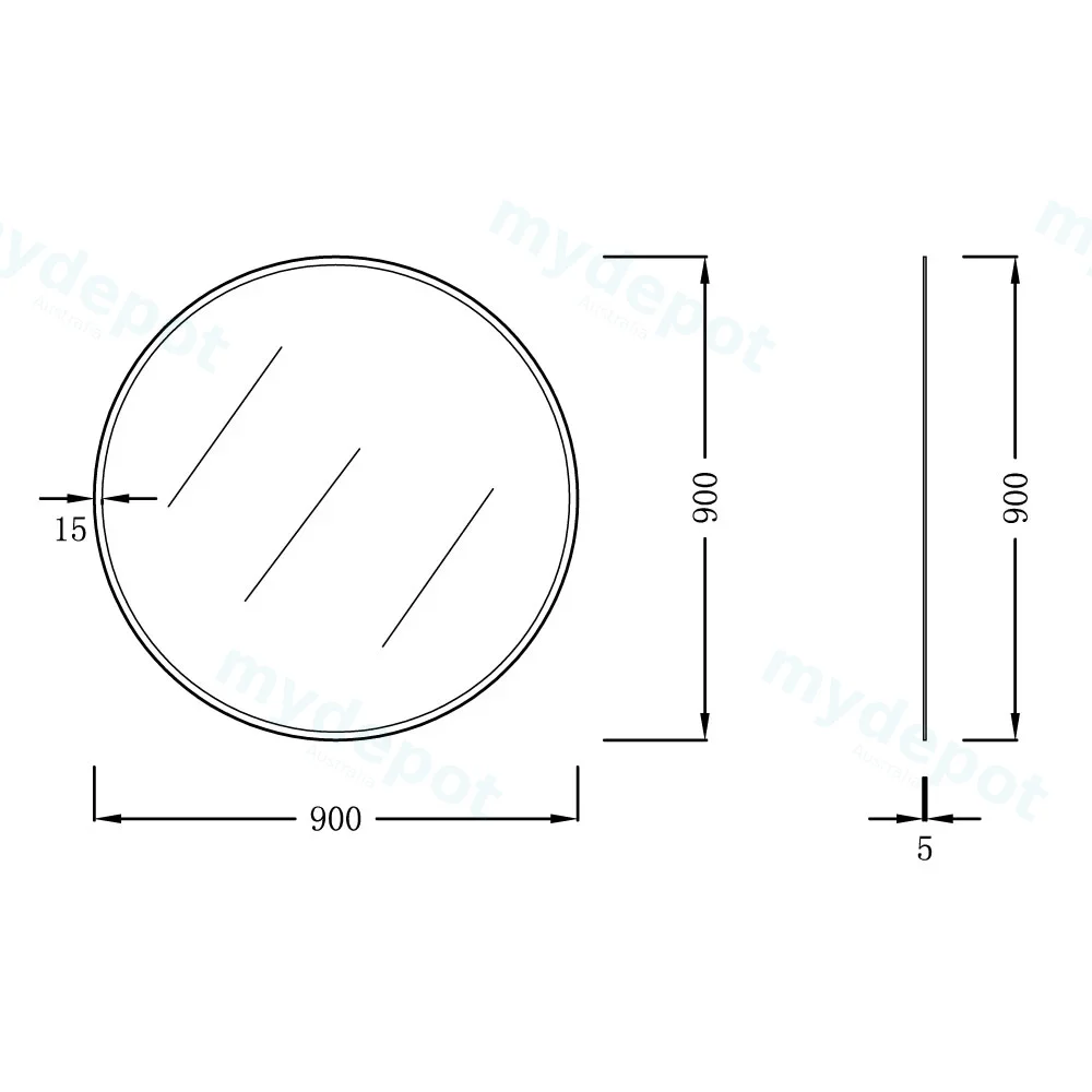 900mm Bevel Edge Round Plain Mirror view 2