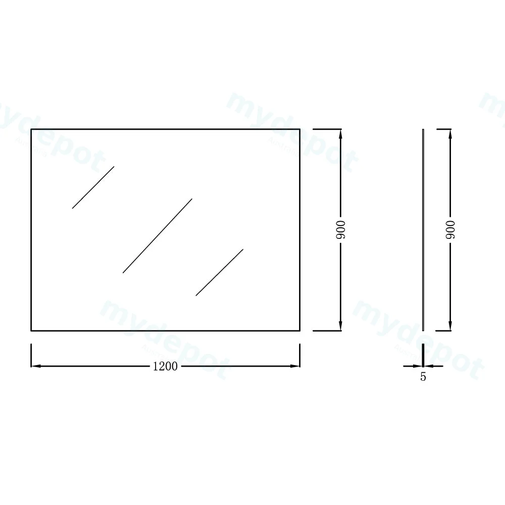 1200x900mm Pencil Edge Rectangle Plain Mirror view 2