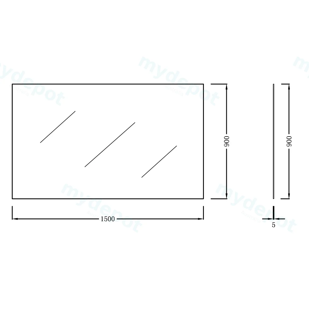 1500x900mm Pencil Edge Rectangle Plain Mirror view 2