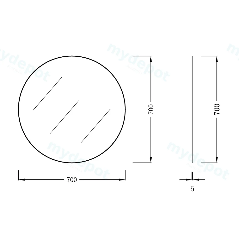 700mm Pencil Edge Round Plain Mirror view 2