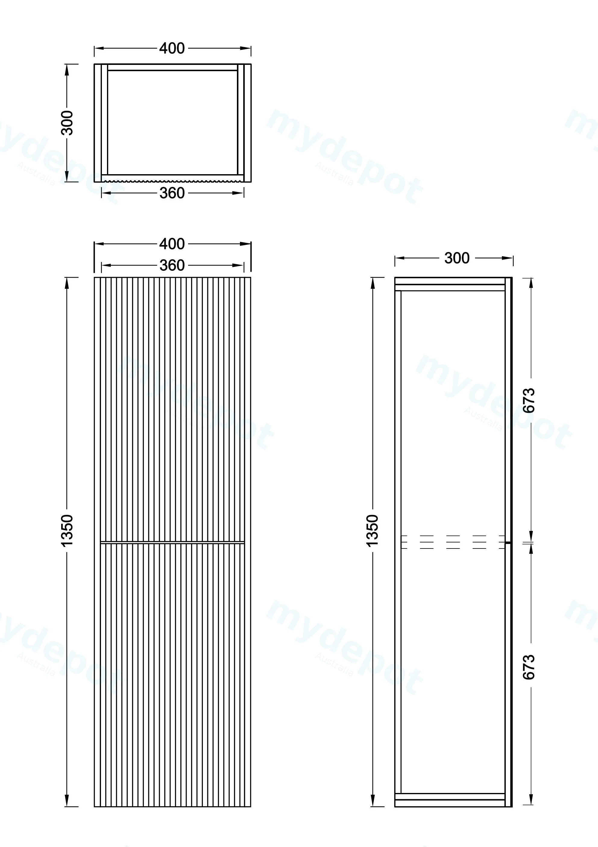 Customised Kiama Fluted Tall Boy Cabinet - Coastal Oak - 400L x 300D x 1350H mm - 2 Doors view 3