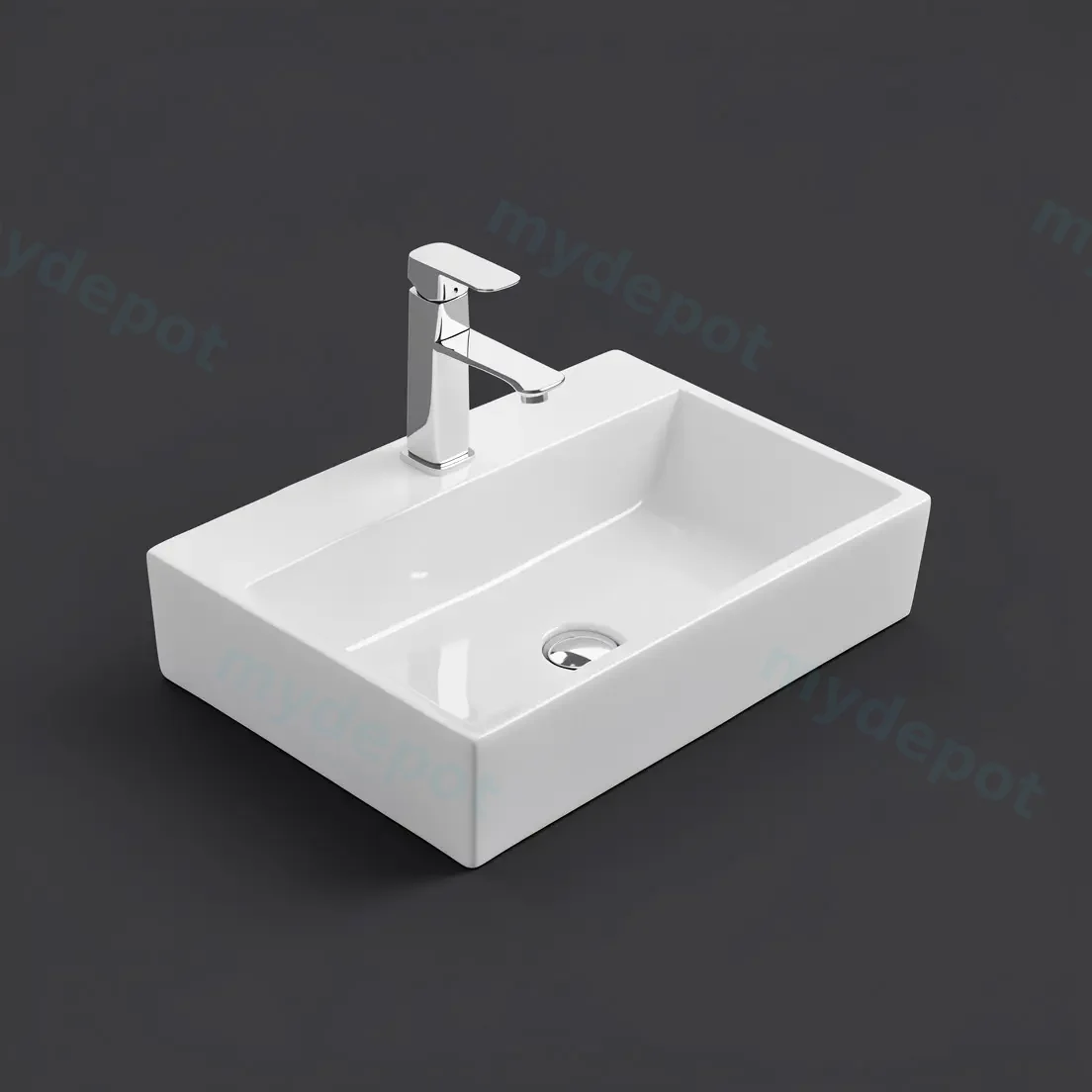 530*360*120mm Gloss White Crete Fine Ceramic Wall Hung/Above Basin Tap Hole No Overflow,32mm Waste view 2