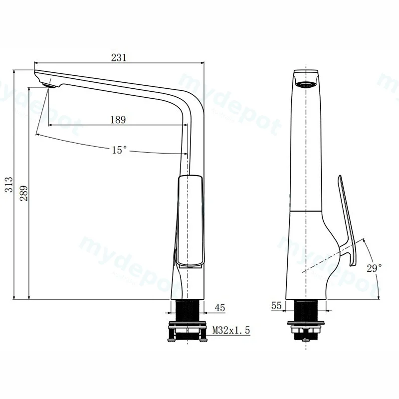 Esperia Chrome & Matte Black Kitchen Mixer view 2