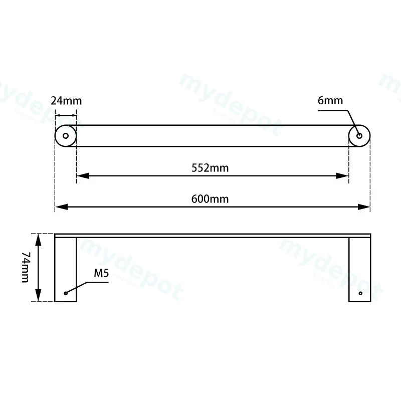Esperia Brushed Yellow Gold Single Towel Rail 600mm view 2