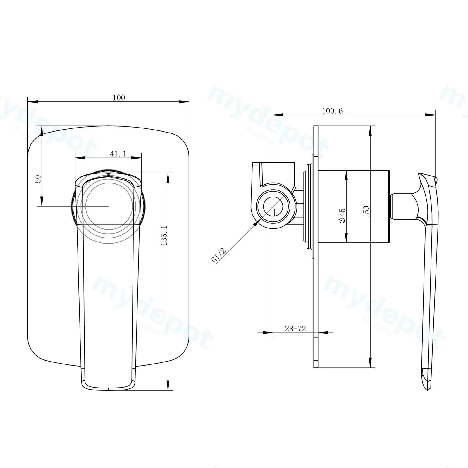 Esperia Gun Metal Grey Wall Mixer view 2