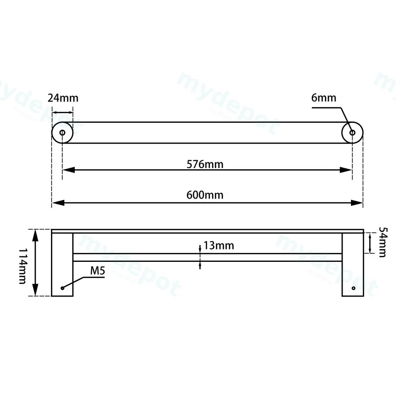 Esperia Gun Metal Grey Double Towel Rail 600mm view 2