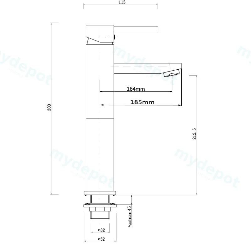 Pentro Chrome Round Tall Basin Mixer view 2