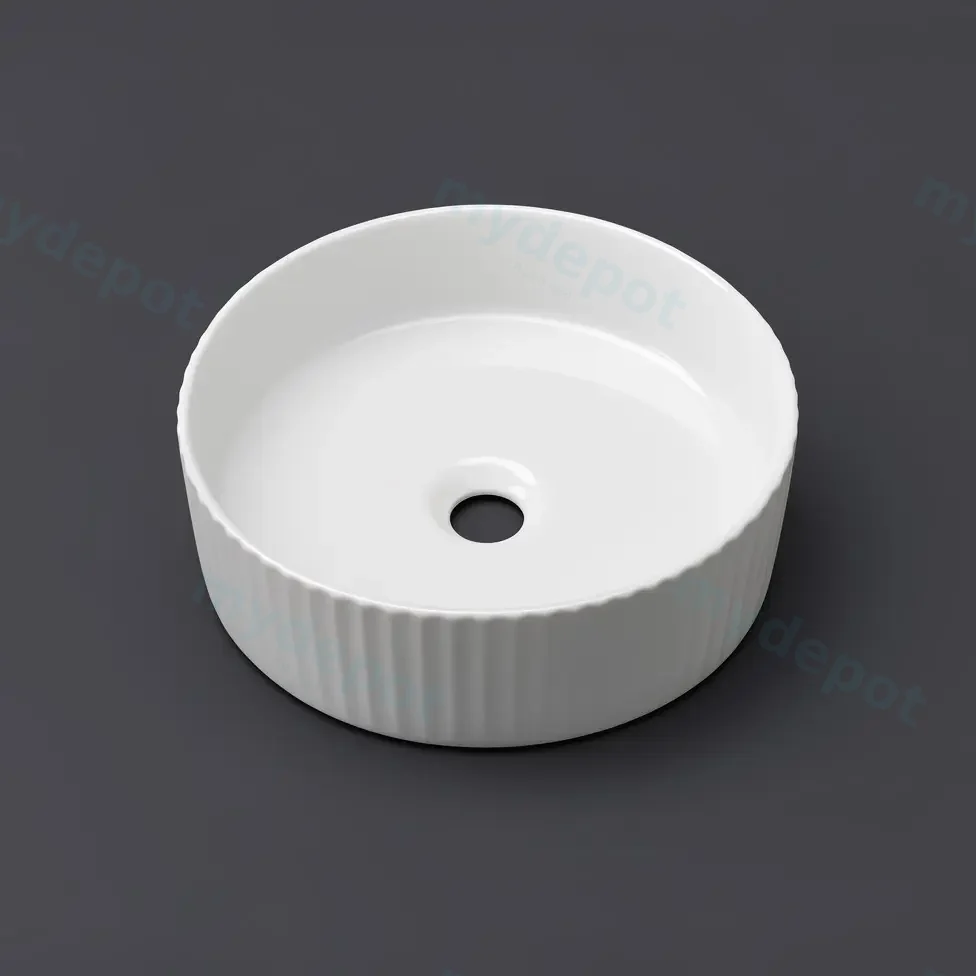 360*360*120mm Cora Above Counter Fluted Gloss White Circle Basin (New Arrival) view 2