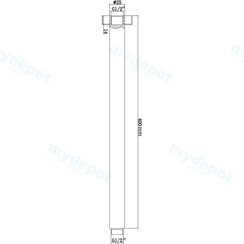 Pentro Chrome Round Ceiling Shower arm 400mm view 2
