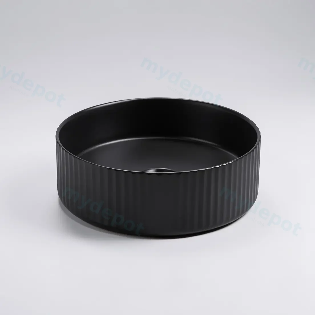 360*360*120mm Cora Above Counter Fluted Matt Black Circle Basin view 5