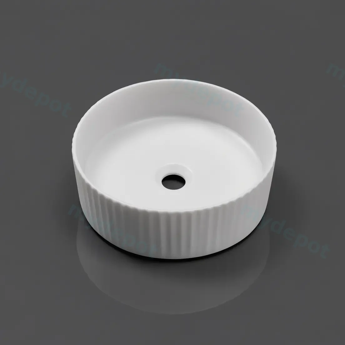 360*360*120mm Cora Above Counter Fluted Matt White Circle Basin (New Arrival) view 2