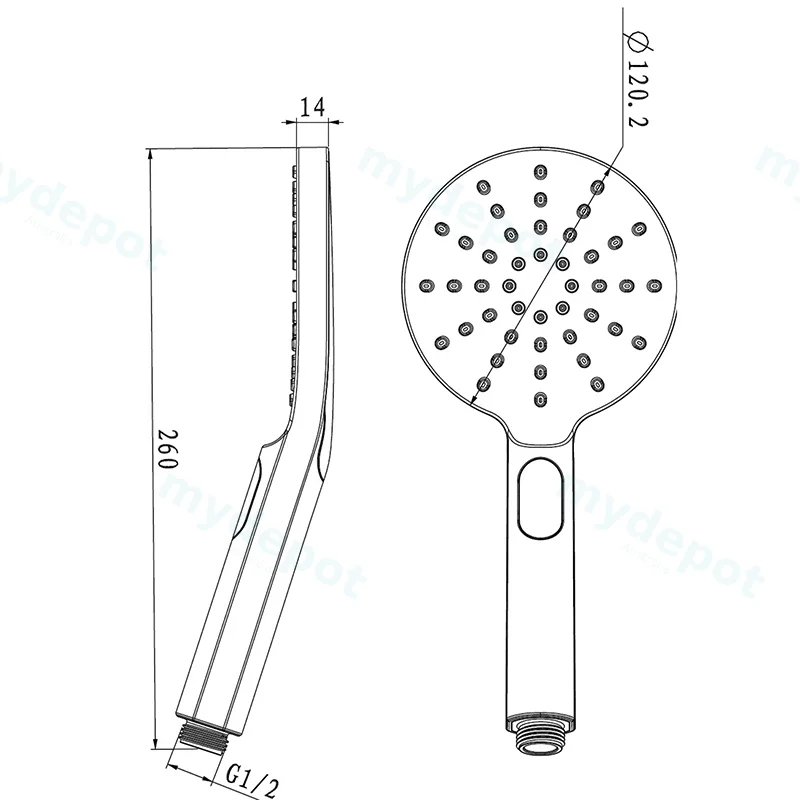 Pentro Round Matte Black ABS Sprayer Head view 2