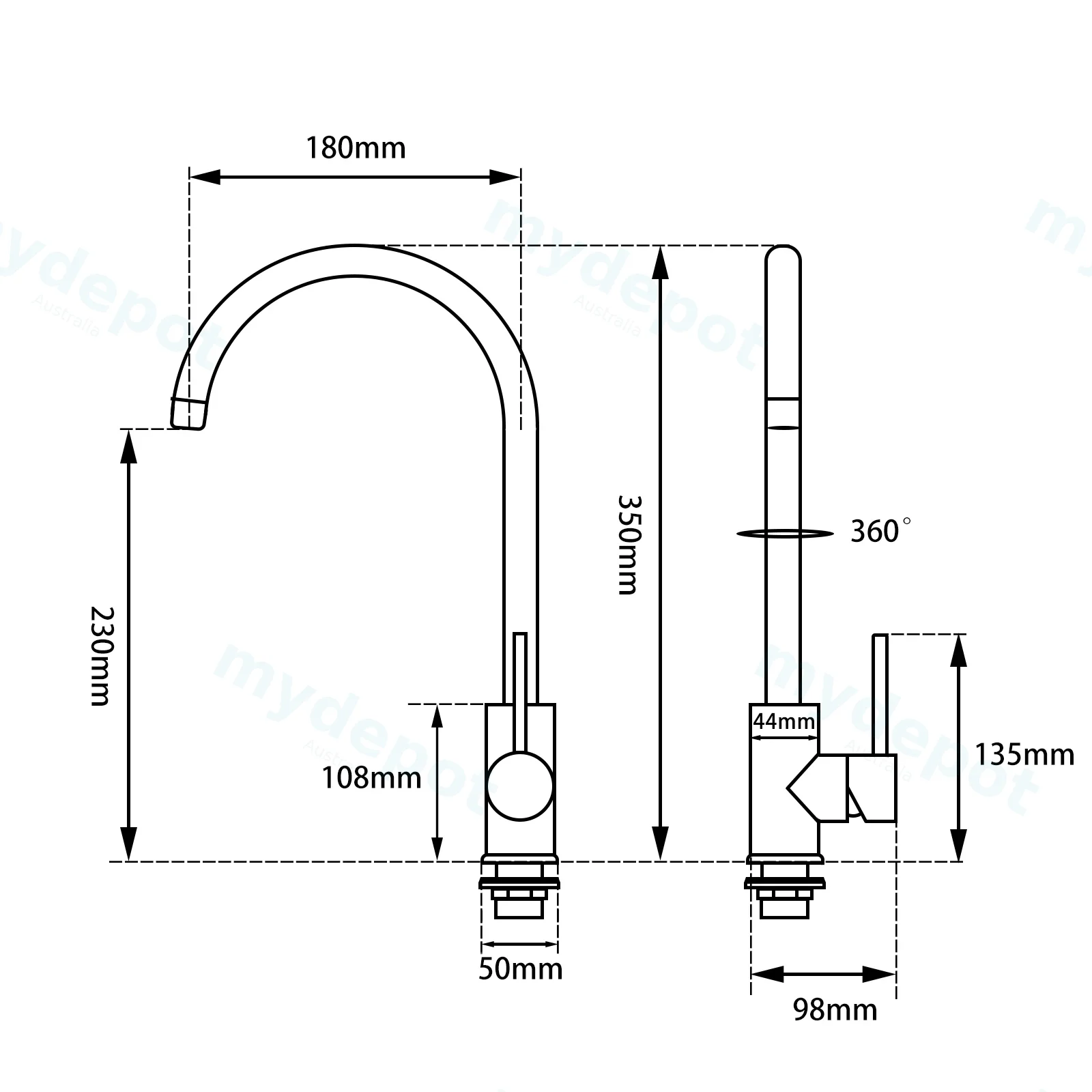 Pentro Brushed Yellow Gold Kitchen Mixer view 2
