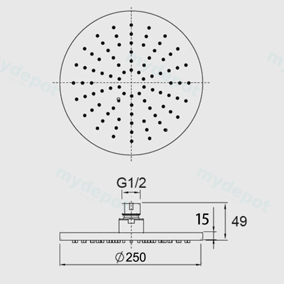 Pentro 10" Solid Brass Round Brushed Yellow Gold Rainfall Shower Head view 2