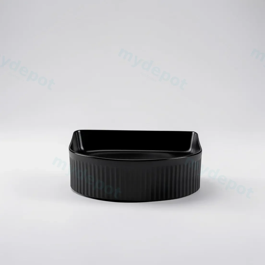 415*365*120mm Cora Above Counter Fluted Matt Black Arch Basin view 4