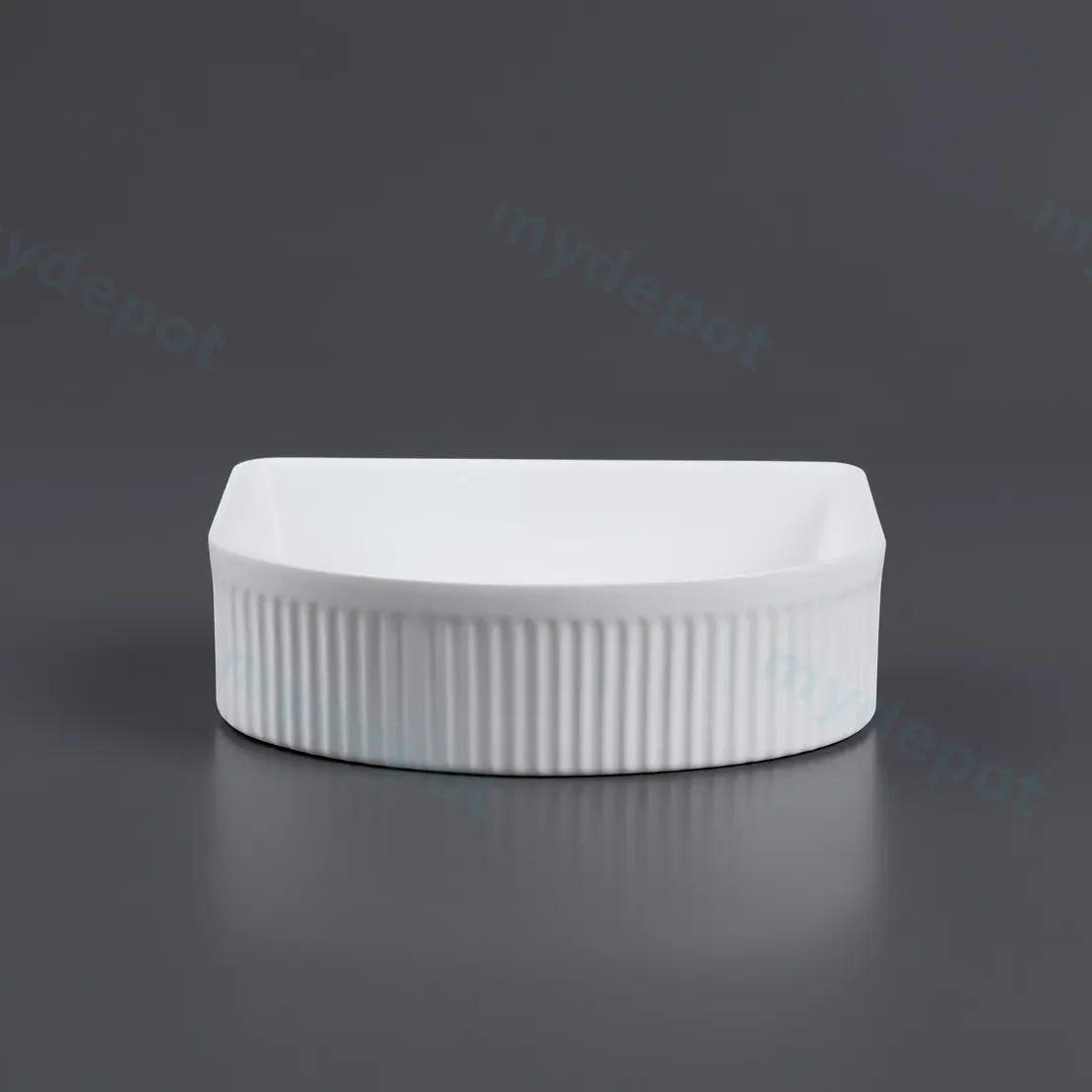 415*365*120mm Cora Above Counter Fluted Matt White Arch Basin view 3