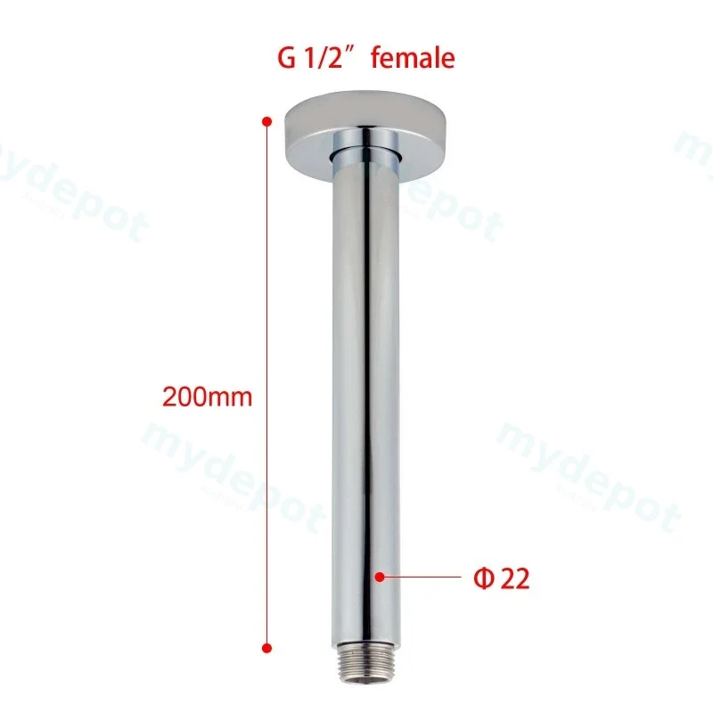 Pentro Gun Metal Grey Round Ceiling Shower Arm 200mm view 2