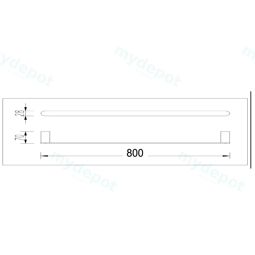 Bellino Matte Black 800mm Single Towel Rail view 2