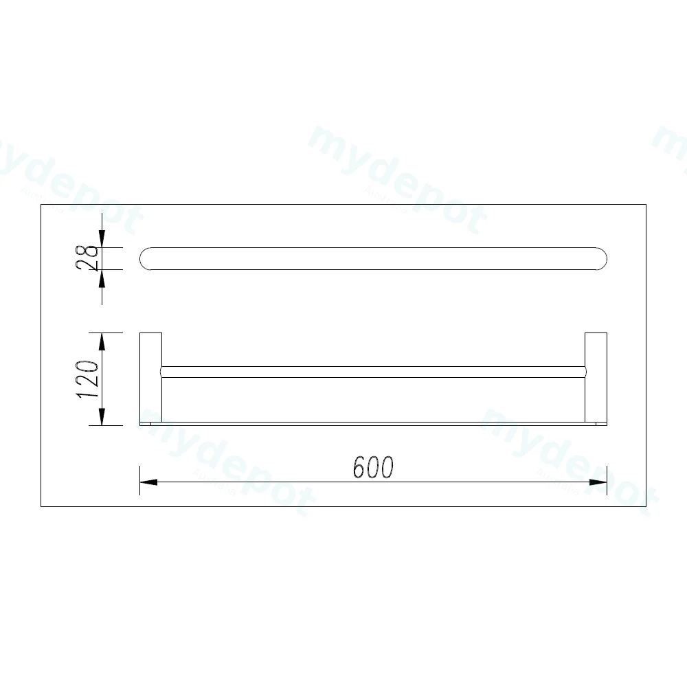 Bellino Brushed Yellow Gold 600mm Double Towel Rail view 2