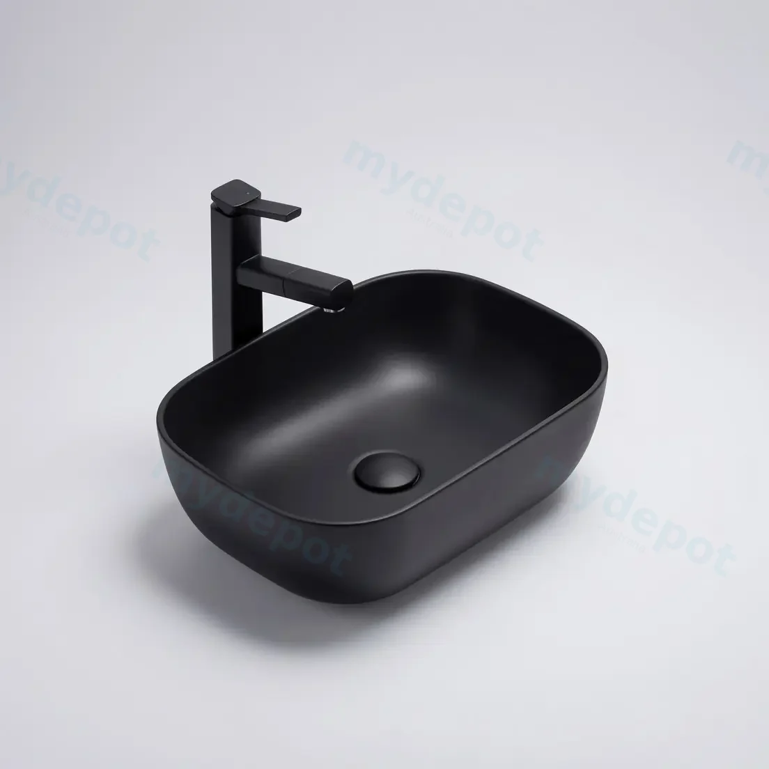 460*325*137mm Matte Black Ellips Fine Ceramic Above Counter Basins Non Overflow,32mm Waste view 2