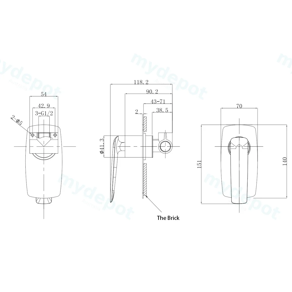Bellino High Gloss Black Wall Mixer view 2