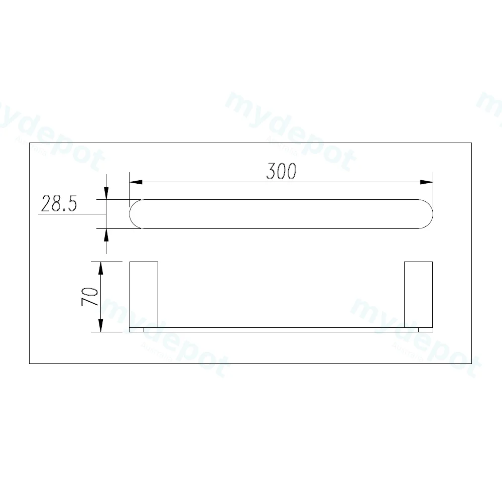 Bellino High Gloss Black Hand Towel Rail 300mm view 2