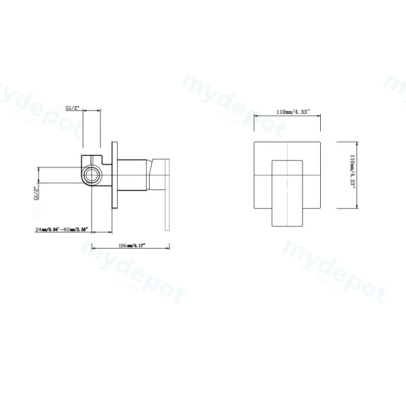 Cavallo Chrome Square Shower Mixer view 2